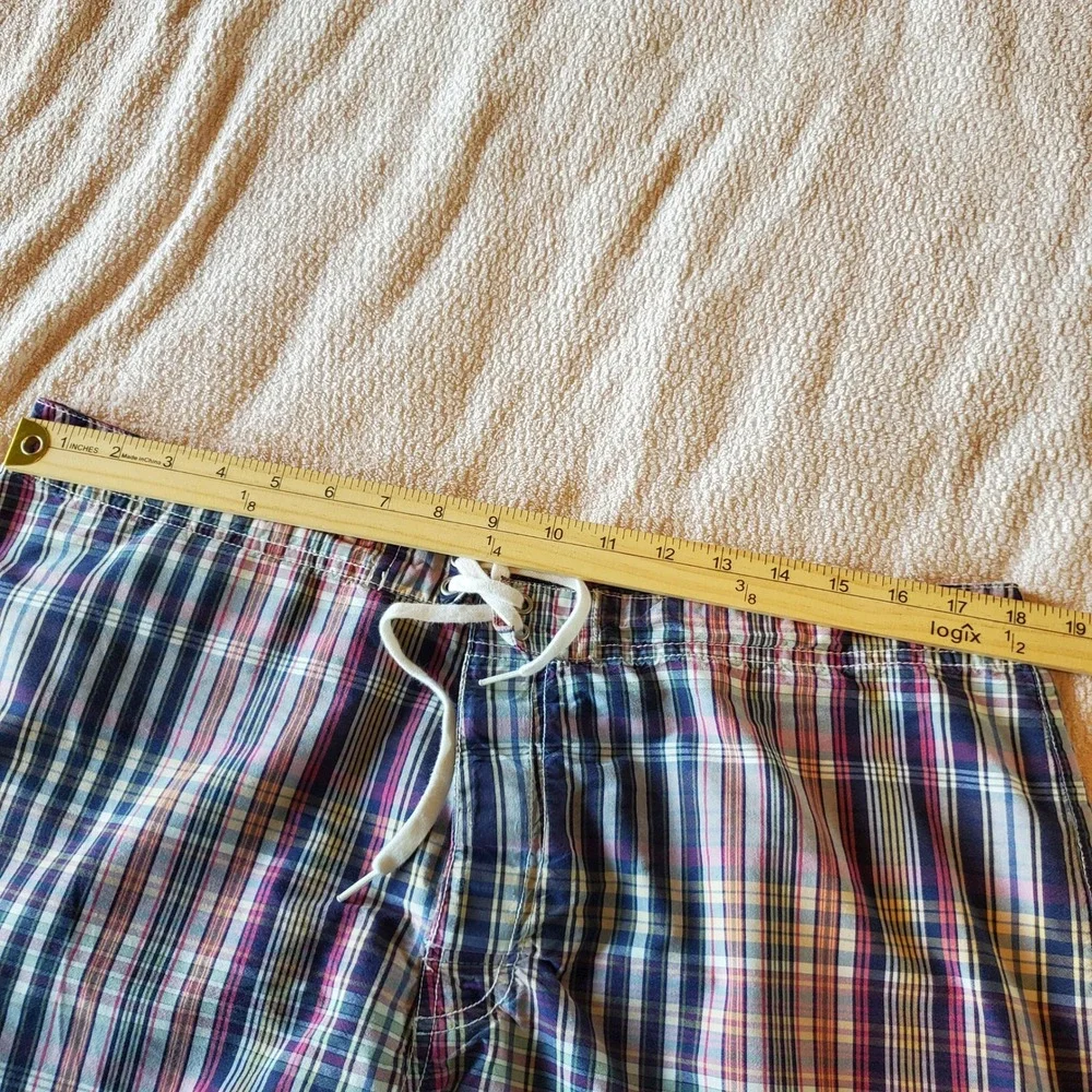 Polo Ralph Lauren Mens‎ Plaid Board Shorts Size 36 Madras Swim Trunks Cargo Navy
